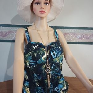 Tropical print halter top